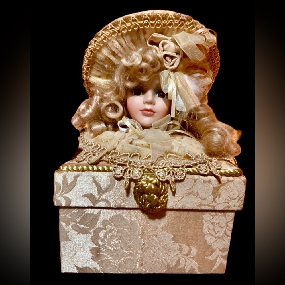 Dan Dee Collector's Choice Porcelain Doll Head on Trinket Box